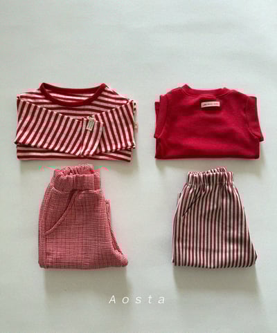 AOSTA38｜(6m-5y) 細格紋直筒長褲7