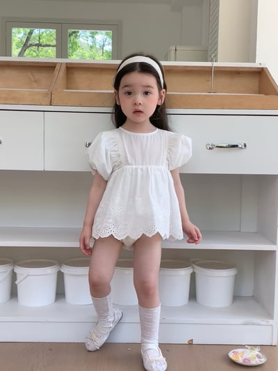JE36｜(66-90cm) 泡泡袖花邊包屁衣1