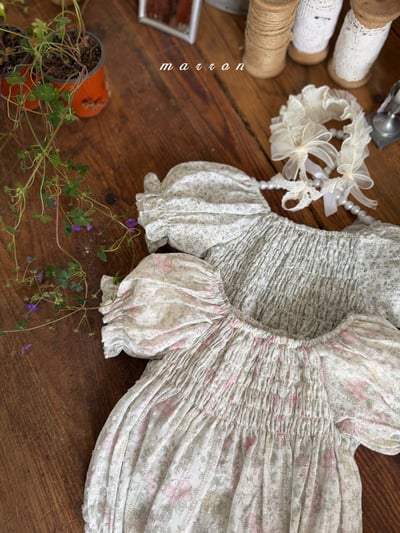 Marron09｜(3m-18m 1y-6y) 復古小碎花套裝6