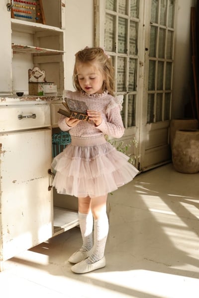 FLO43｜(75-140) 2色薄紗澎澎裙3