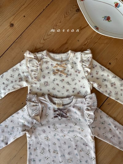 Marron 02｜(1y-6y) 碎花荷葉肩袖上衣7