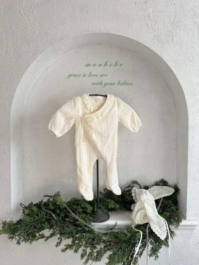 MONBEBE33｜(0m-6m) 蕾絲荷葉連身衣8