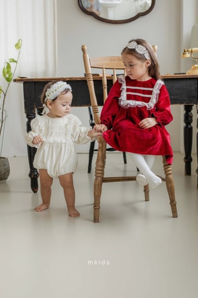 M-KIDS37｜(65-115cm) 2色法式絨面蕾絲洋裝18