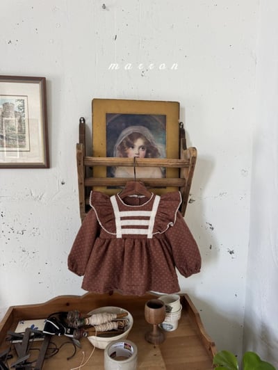 Marron 32｜(1y-6y) 法式碎花荷葉層次襯衫12