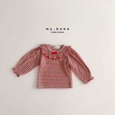 my_bebe11｜(-12m-7y) 荷葉領條紋上衣10