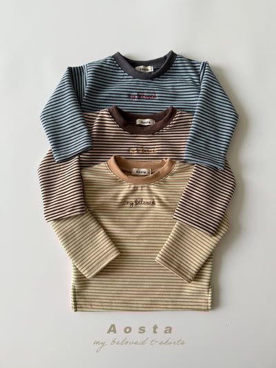 AOSTA55｜(6m-5y) 細條紋刷毛上衣1