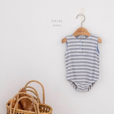 M-KIDS41｜(65-80cm) 條紋元標包屁衣3