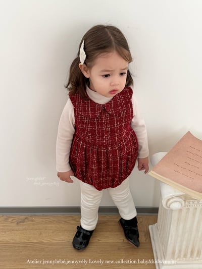 JE 656｜(66-90cm)  格紋翻領娃娃包屁衣11