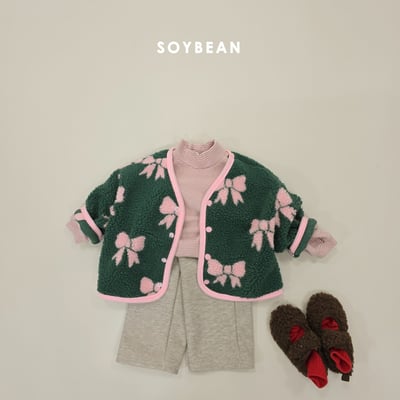 Soybean32｜(75cm-118cm) 抓絨蝴蝶結印花開襟外套16
