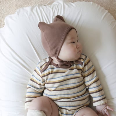 LEMONADE33｜(55cm-85cm) 2色雙條紋包屁衣含帽子14