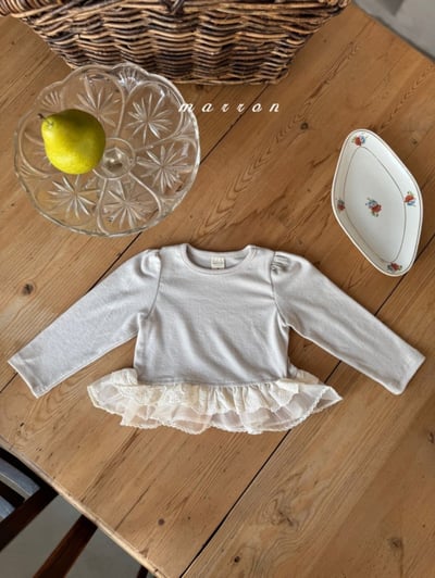 Marron 01｜(1y-6y) 公主袖蕾絲下擺上衣10