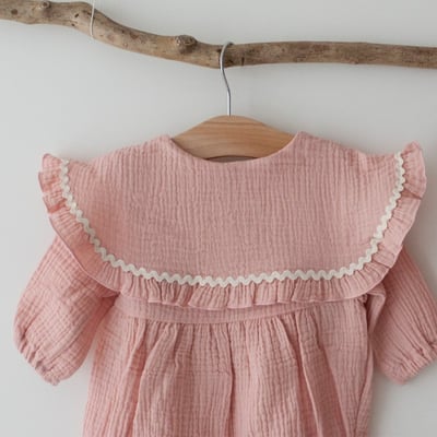 LEMONADE14｜(55cm-85cm) 2色波浪邊大翻領包屁衣含帽子8