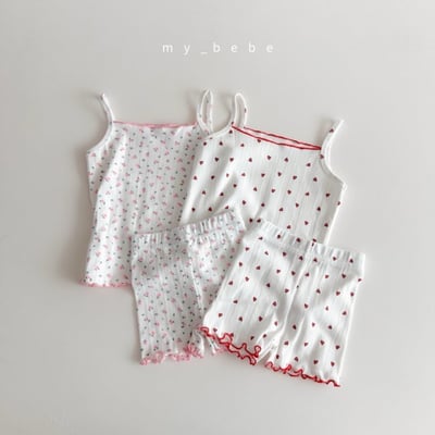 my_bebe24｜(80-120cm) 捲邊細肩家居服組12