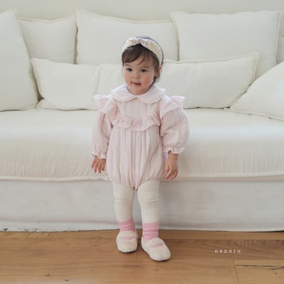 neneru03｜(60cm-85cm) 2色蝴蝶結荷葉邊包屁衣3