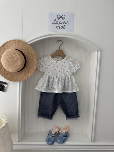 LePetitmot02｜(80-125cm) 小花蛋糕裙上衣1