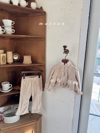 Marron 17｜(1y-6y) 磨毛壓線微喇叭褲9