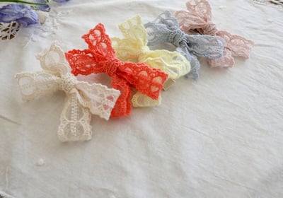 FLO05｜(free) 4色蕾絲蝴蝶結髮夾14