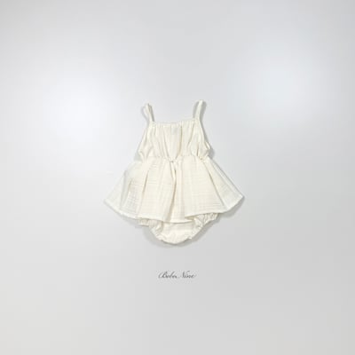 bebe nine01  (6m-24m) 3色棉麻荷葉吊帶包屁裙6