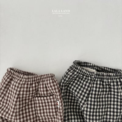 lala land42｜(60cm-83cm) 2色格紋內刷毛長褲2