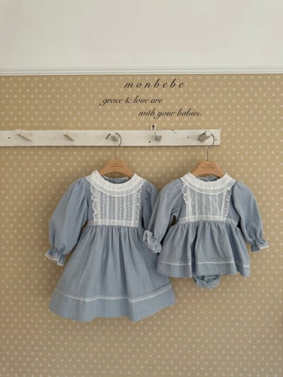 MONBEBE02｜(1y-8y) 蕾絲滾邊緞帶洋裝11