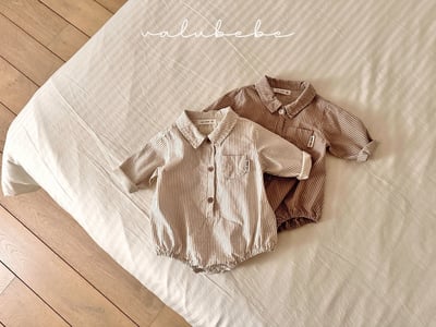 Valubebe54｜(65-80) 條紋襯衫包屁衣12