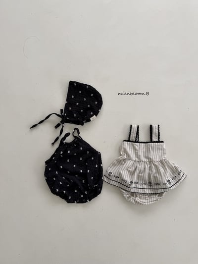 Bloom.b12｜(0m-18m) 肩帶抓皺印花包屁衣10