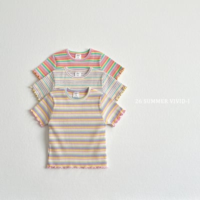 vivid49｜(78cm-125cm) 3款彩虹條紋木耳邊上衣1