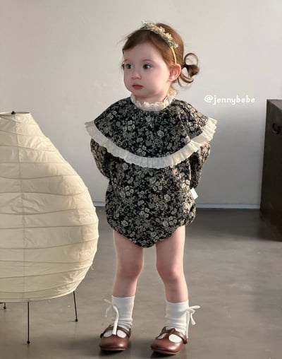 JE712｜(66-90cm) 復古碎花蕾絲花邊套裝13