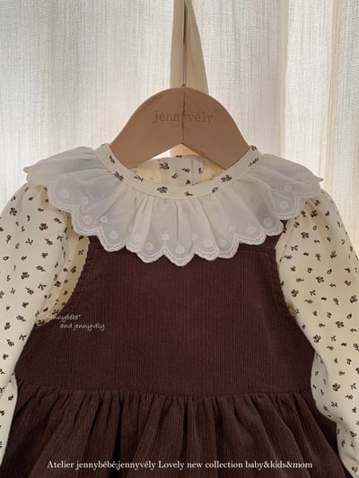 JE582｜(73-100cm) 滾邊翻領上衣/燈芯絨吊帶包屁裙2