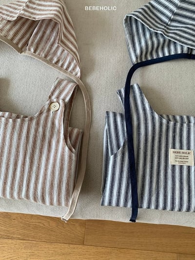 Bebe holic15｜(3m-18m) 條紋連身裝(含帽子)5