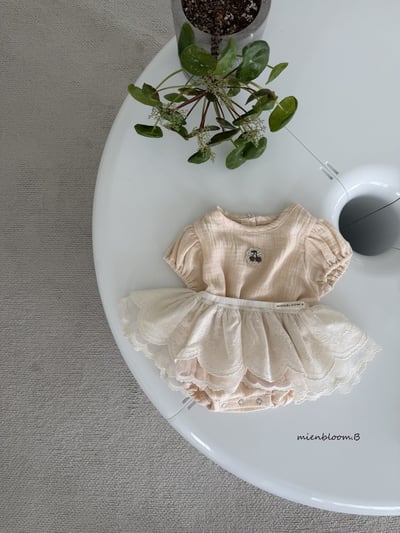 Bloom.b01｜(0m-18m) 櫻桃棉麻包屁衣4