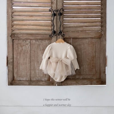 M-KIDS02｜(55-80cm) 2色羅紋捲邊薄紗綁帶包屁衣12