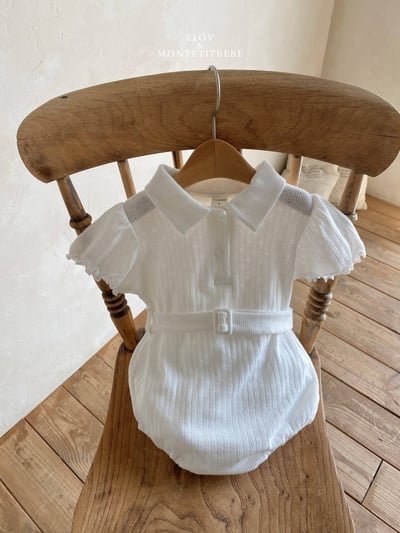 Mon petit07｜(66-90cm) 有領捲邊腰帶包屁衣12