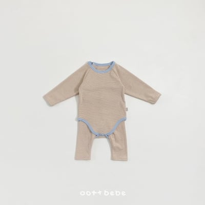 Oottbebe11｜(0m-12m) 條紋撞色家居包屁衣褲子套裝7