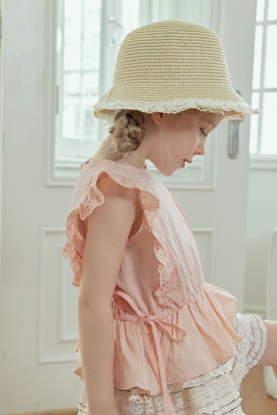 ROA19｜(6m-18m) 2色雕花荷葉袖綁帶背心17