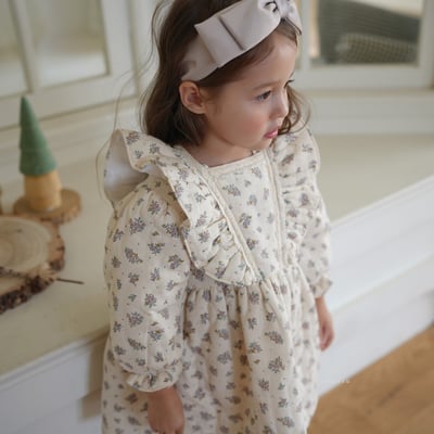 neneru33｜(85cm-125cm) 1色荷葉袖碎花包屁衣7