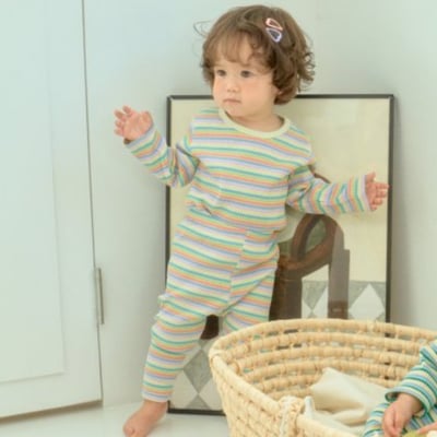 Oottbebe35｜(0m-12m) 繽紛條紋居家包屁褲裝10
