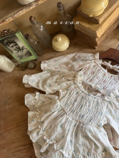 Marron32｜(3m-18m) 春日碎花荷葉包屁裙4