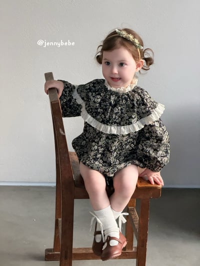 JE712｜(66-90cm) 復古碎花蕾絲花邊套裝7