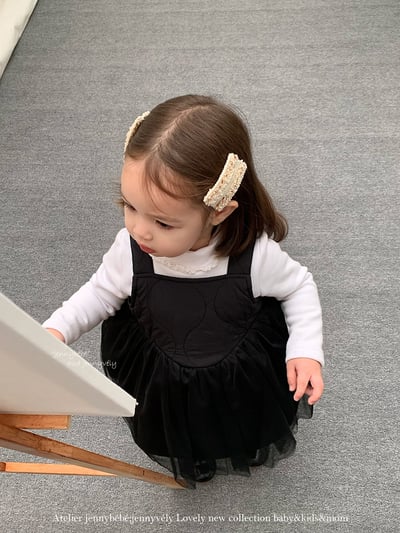 JE 418｜(80-110cm)  絎縫線蕾絲洋裝12