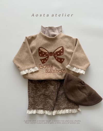 AOSTA21｜(6m-5y) 蕾絲邊蝴蝶結印花休閒上衣4