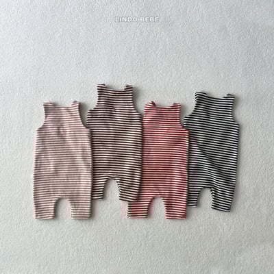 Lindo12｜(3m-18m) 條紋吊帶背心連身衣2