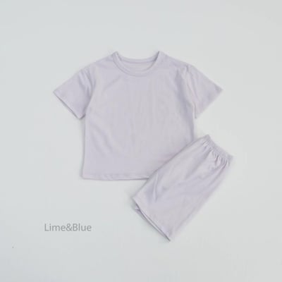 LIME&BLUE30｜(55-118cm MOM-DAD)  透氣素色親子套裝3