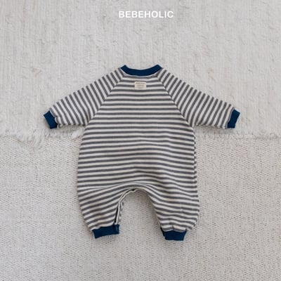 Bebe holic51｜(3m-18m) 撞色條紋內刷毛連身包屁衣14