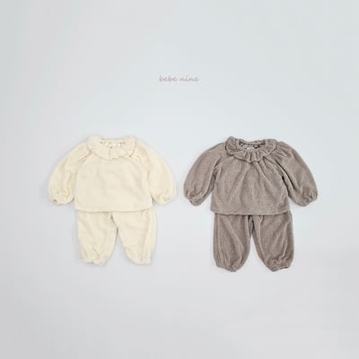 bebe nine41 (65cm-115cm) 2色抓絨荷葉領套裝5