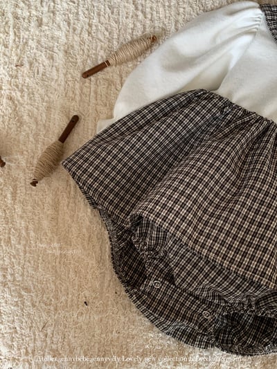 JE583｜(66-90cm) 格紋蝴蝶結綁帶包屁衣22