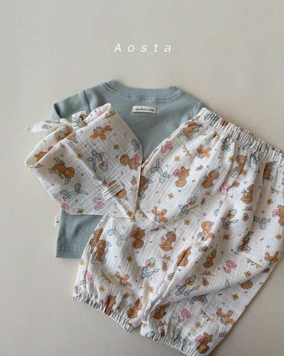 AOSTA24｜(6m-5y) 印花棉麻領巾4