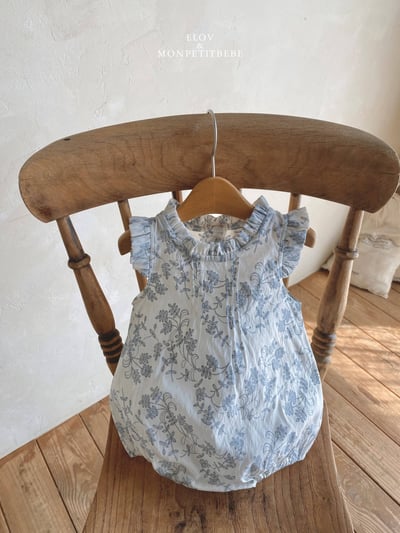 Mon petit02｜(66-90cm) 摺線墨花包屁衣6