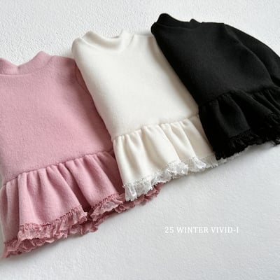 vivid72｜(78cm-125cm) 抓絨荷葉類蕾絲邊上衣10