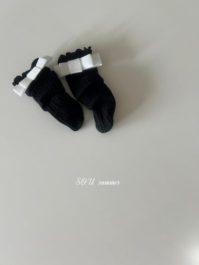 SO.U02｜(6m-4y)  緞帶無根捲邊長襪6